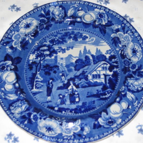 Antique Staffordshire BRITISH VIEWS Henshall Blue Transferware Plate Pastoral - Picture 6 of 7